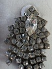 Vintage 1.5” Crystal Rhinestone Silver Tone Dangle Clip Earrings — photo 5