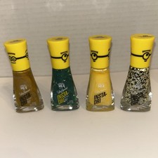 Lot Of 4 Sally Hansen Insta-Dri Yellow Black Glitter Despicable Me 4 Minions