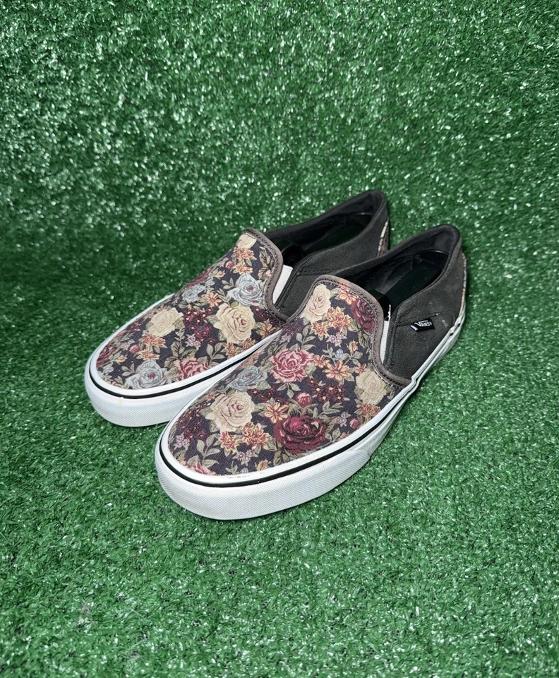 Vans Classic Slip On Asher Rose Floral Skate Shoes Sneakers Women's Size 8.5 - Image 3 of 4