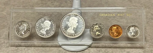 1958 Canada Mint Set - 6 Coins - Proof Like - Acrylic Holder - %80 Silver