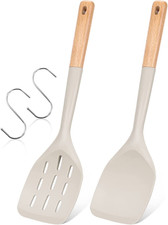 Pack of 2 Silicone Spatula, Non Stick Cooking Utensil Set Wooden Handle Kitchen