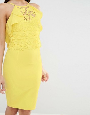 lipsy yellow lace dress