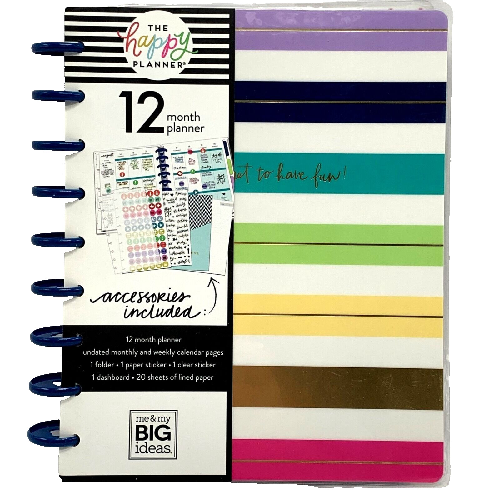 The Happy Planner Undated Vertical Layout Classic 12 Months Folder Stickers