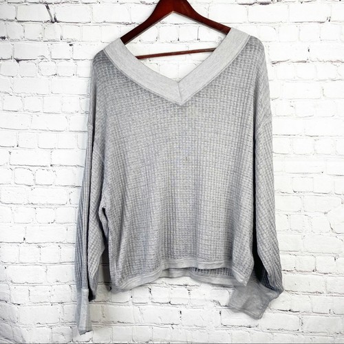 Gray Waffle Knit Long Sleeve Sweater | eBay