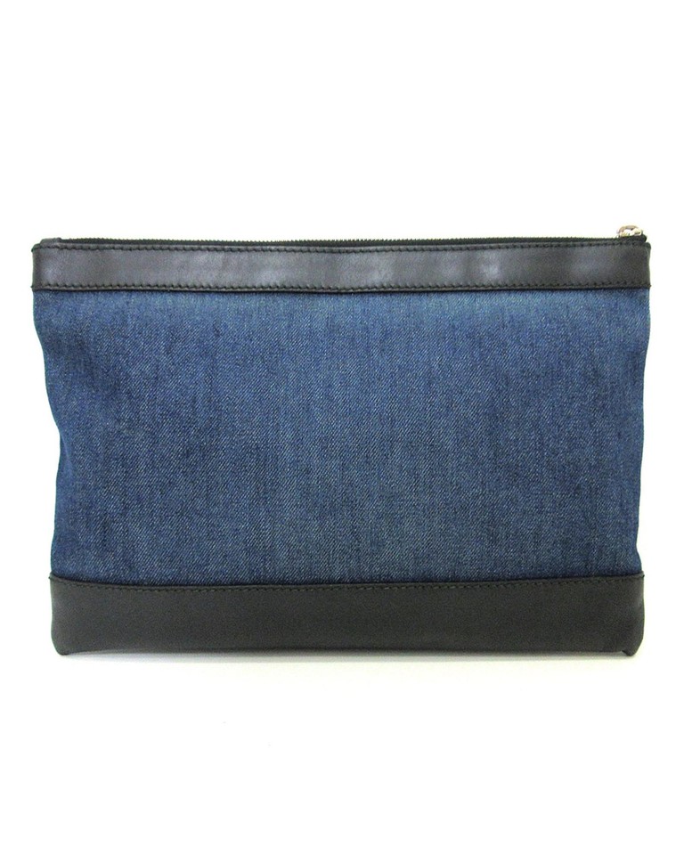 Pre Loved Balenciaga Denim Canvas Leather Clutch Bag Clutch Bags