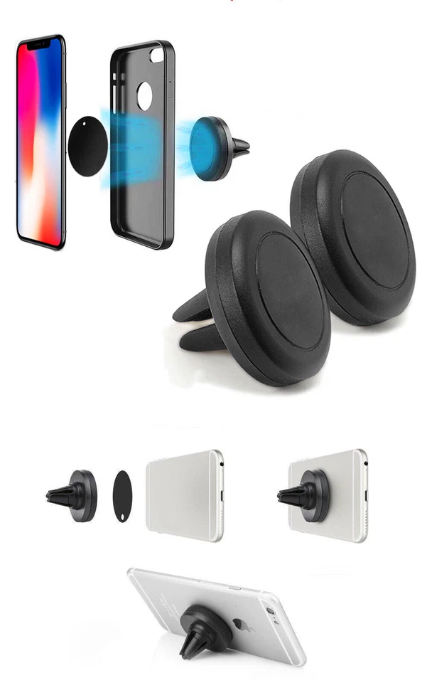 Paquete de 2 soportes magnéticos de ventilación de aire para montaje en automóvil GPS soporte para teléfono celular teléfono 8 7 Plus Foto 2 de 3