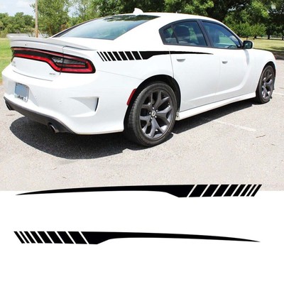 2pcs Sport Glossy black Rear Panel Stripes Decal Vinyl Sticker For Dodge Charger