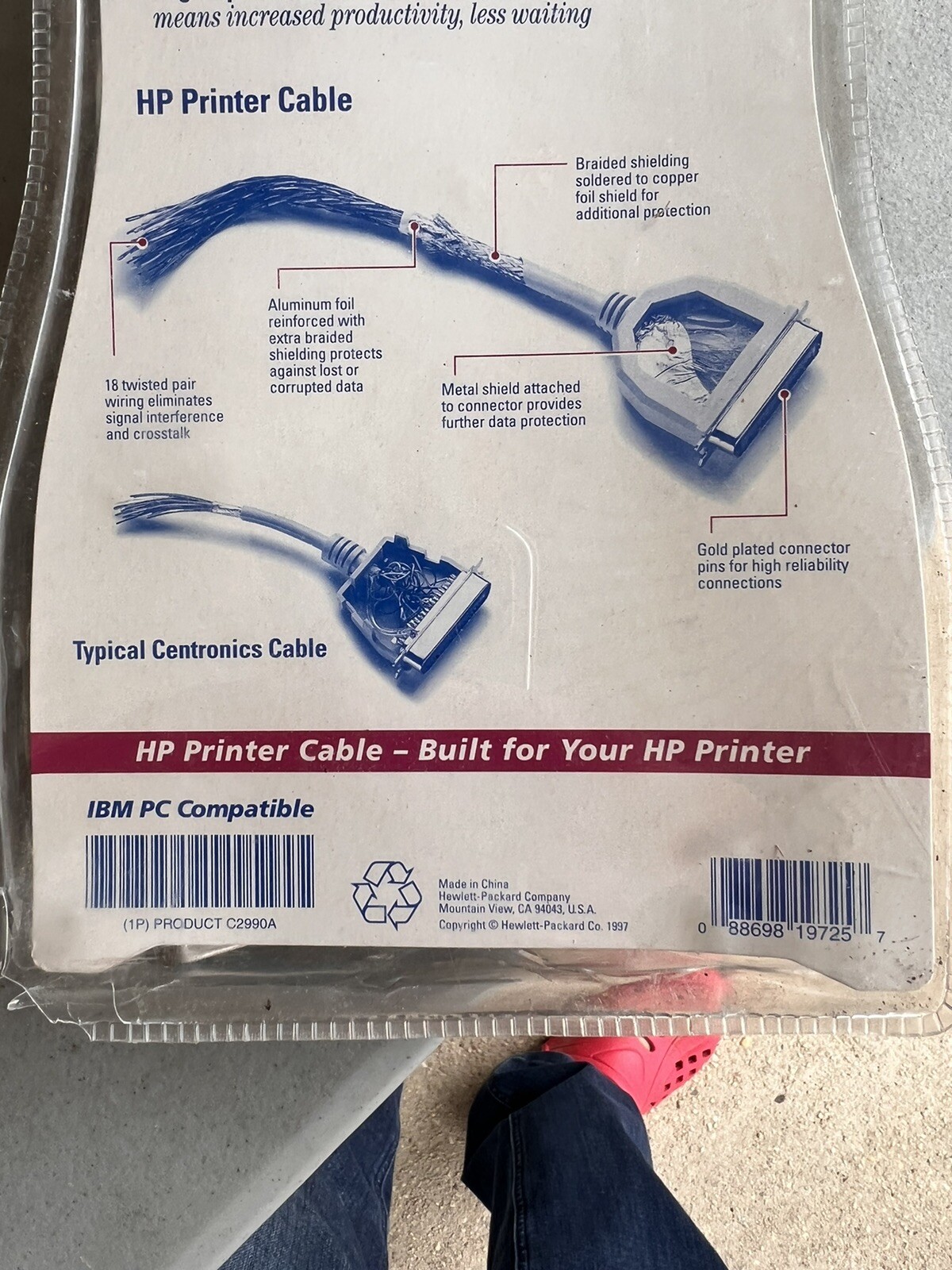 HP 6 Feet IEEE 1284 36Pin CENTRONICS to 25Pin Parallel Printer
