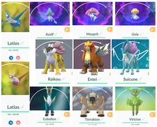 Virizion Cobalion Terrakion Raikou Entei Suicune Latios Latias Uxie Azelf Mespri