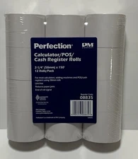 Perfection Calculator/POS/ Cash Register Rolls 2 1/4"/58mm x 150 ft 12 Roll Pack