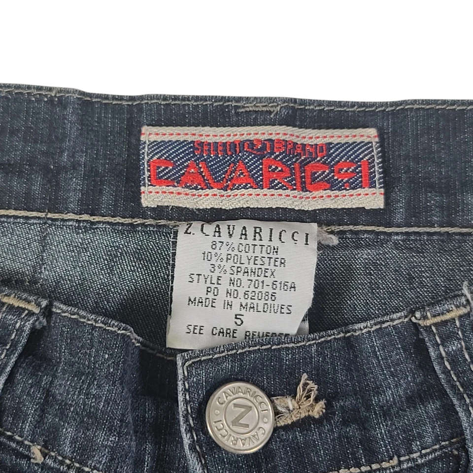 Z Cavaricci Jeans Womens 5 27x31 Bootcut Dark Blue Wash Aged Denim Flare Stretch - Image 3 of 4