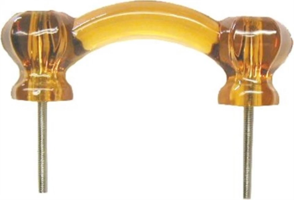AMBER Glass Handle Hexagonal posts orange yellow flame honey brown Pull Knob old - Image 3 of 4