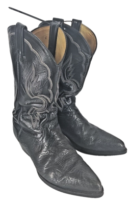 Vintage Tony Lama 6252 Black Leather Cowboy Boots Men