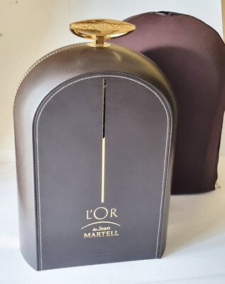 L'OR DE JEAN MARTELL COGNAC RARE HARD BOX LEATHER BROWN AND WATERPROOF COVER
