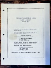 Baldwin Electronic Organ Parts List 1959 58pgs Original