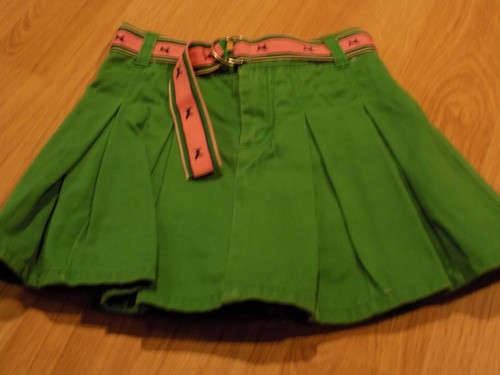 Size 6 Gymboree Smart Girls Rule Kelly Green Pleated Skirt Skort Pink Dog Belt - Picture 3 of 4