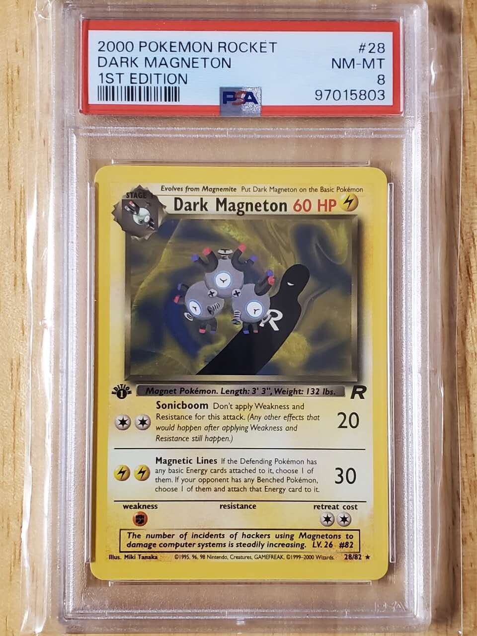 2000 Pokemon Team Rocket DARK MAGNETON 1st Edition #28  PSA 8 NM-MT  WOTC Rare!