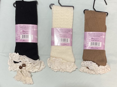 WinWin Womens Crochet Lace Boot Knees Sock, Size 6-11, 3 Pairs Different Styles - Picture 2 of 3