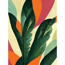 Abstract Boho Exotic Tropical Leaves Canvas Poster Print Picture Wall Art