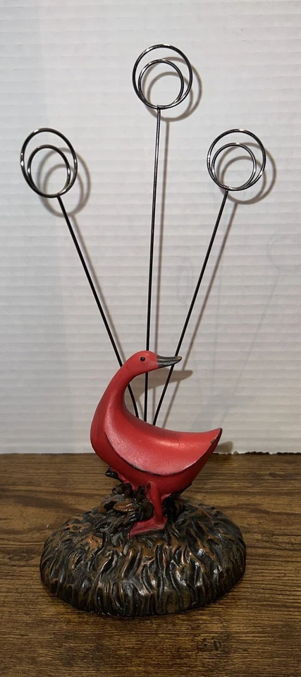 Rare Red Goose Resin Photo Clip For 3 Pictures 10” Farmhouse Style - Image 2 of 3