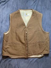 Vintage Carhartt Sherpa Fleece Lined Duck Work Vest Jacket 6SV Sz 2XL XXL USA