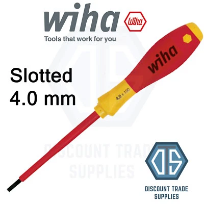 Wiha Soft Finish Electric Slotted Flathead Screwdriver 4.0mm 4mm 00823 VDE 1000v