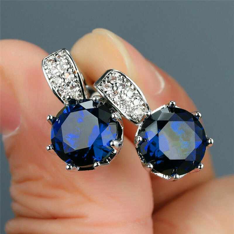Lab created shop sapphire stud earrings