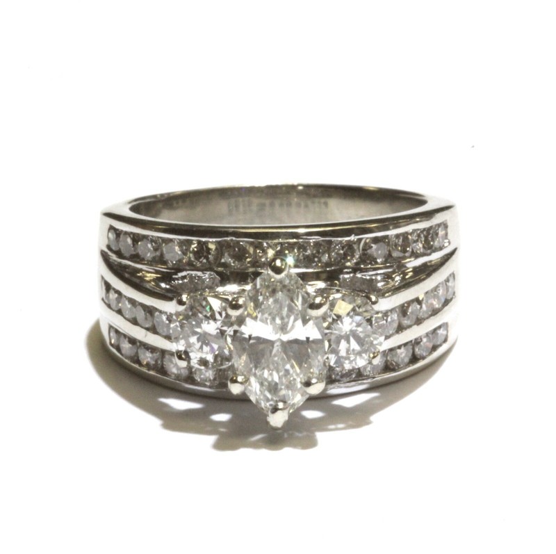 GIA 14k white gold 2.21ct marquise diamond engagement ring 8.6g estate 6 Natural