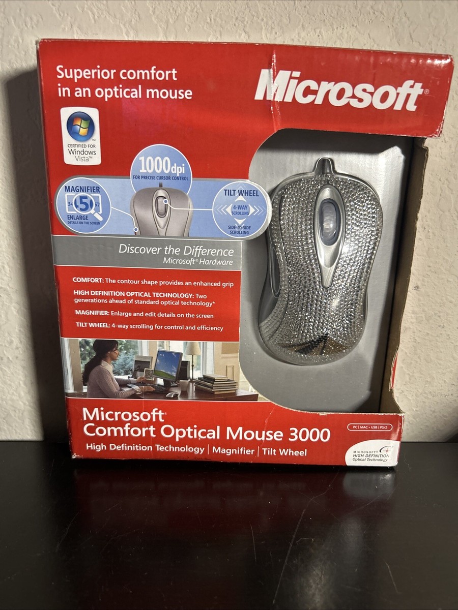 Microsoft Comfort Optical Mouse 3000 Wired Mouse New Sealed NIB 