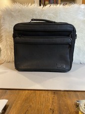 Leather Black Computer Laptop Work Bag Satchel Protecting Foam, Many Pockets