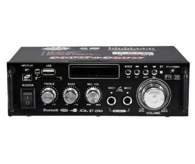 BT-298A 110V 12V HIFI Home Theater & Auto Stereo Audio Amplifier BT + Remote