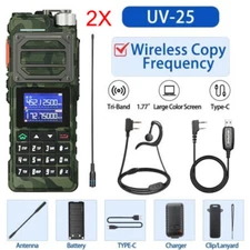 BAOFENG UV-25 FM WALKIE-TALKIE 136-174&400-520MHZ TRI-BAND TWO WAY RADIOS 2X US