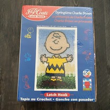 J.P. Coats Latch Hook Kit Wall Hanging Rug Springtime Charlie Brown Peanuts 50th