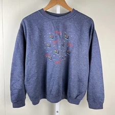 VTG Itas Confezioni Blue Crewneck Sweatshirt Venezia Italy Embroidered Medium