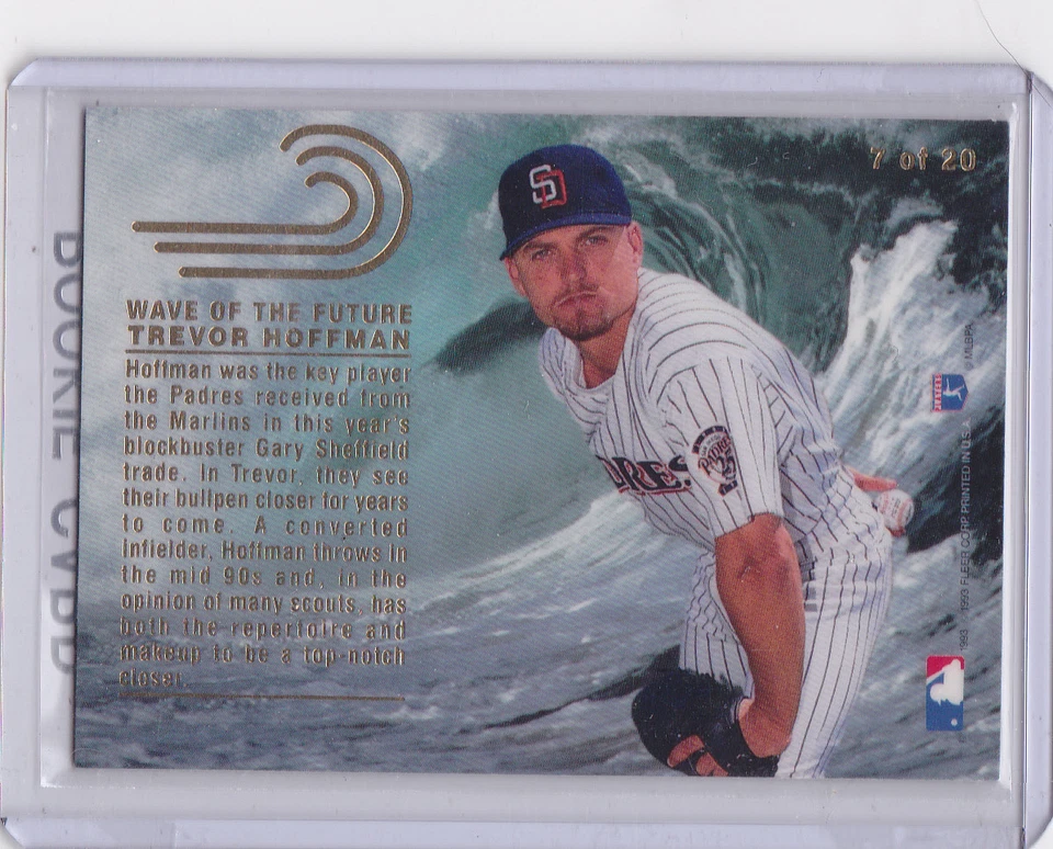 Tarjeta de novato Trevor Hoffman San Diego Padres 1993 Flair Wave of the Future RC Foto 2 de 2
