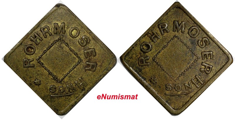 COSTA RICA LAS PAVAS ROHRMOSER HNOS LTD COFFEE SQUARE TOKEN 29mm R-SJS 31 (647)