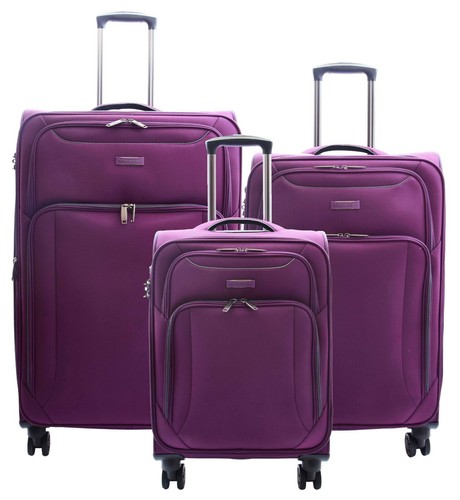 4 Wheels Suitcase Purple Lightweight 