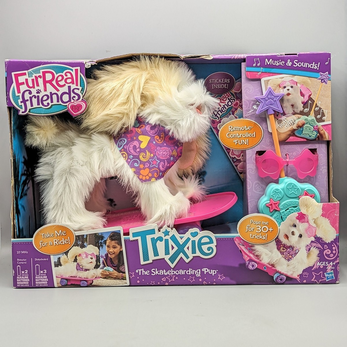 New 2012 Hasbro FurReal Friends Trixie the Skateboarding Puppy