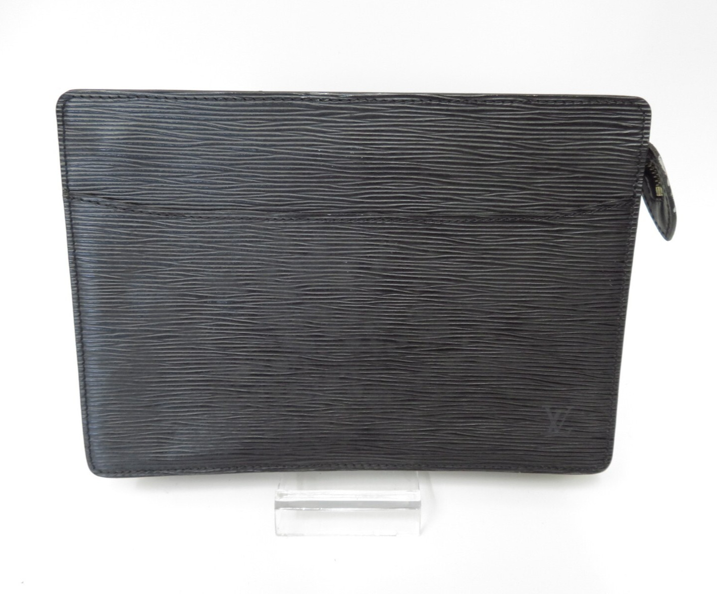 Authentic Louis Vuitton Pochette Homme Black Epi Clutch Bag #42076