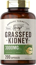 Grass Fed Beef Kidney 3000mg | 200 Capsules | by Herbage Farmstead       
