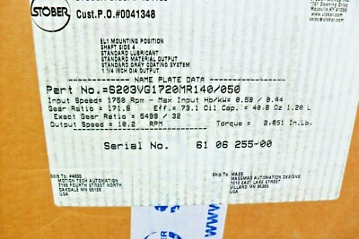  STOBER S203VG1720MR140/050 New in factroy box