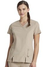 Khaki Dickies Scrubs Xtreme Stretch Fit V Neck Top 82851 KHIZ