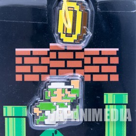 Super Mario Bros. Dot Character Pins Set Luigi Ver.2 JAPAN NES FAMICOM NINTENDO