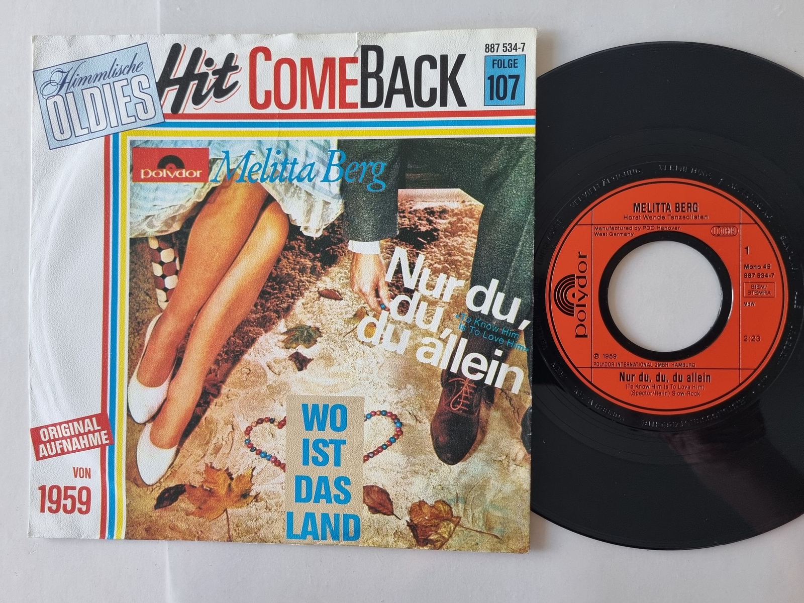 Melitta Berg - Nur Du, Du, Du Allein 7'' Vinyl HIT COMEBACK/ CV Teddy Bears