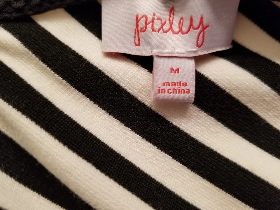 Vestido Pixley para mujer talla M mediano negro blanco a rayas Foto 2 de 3