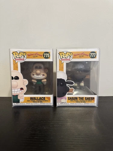 Funko Pop Wallace & Gromit - Wallace 775, Shaun the Sheep 777 MINT W PROTECTOR