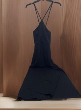 Tobi Maxi Dress Juniors Solid Black Open Cross Back Sheath Sleeveless Zip M S