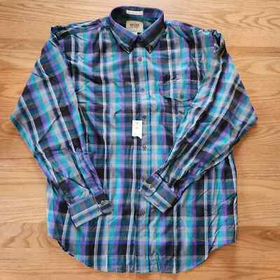 NWT Vintage 90s Arrow River Brand Button Down Shirt Plaid Size Large