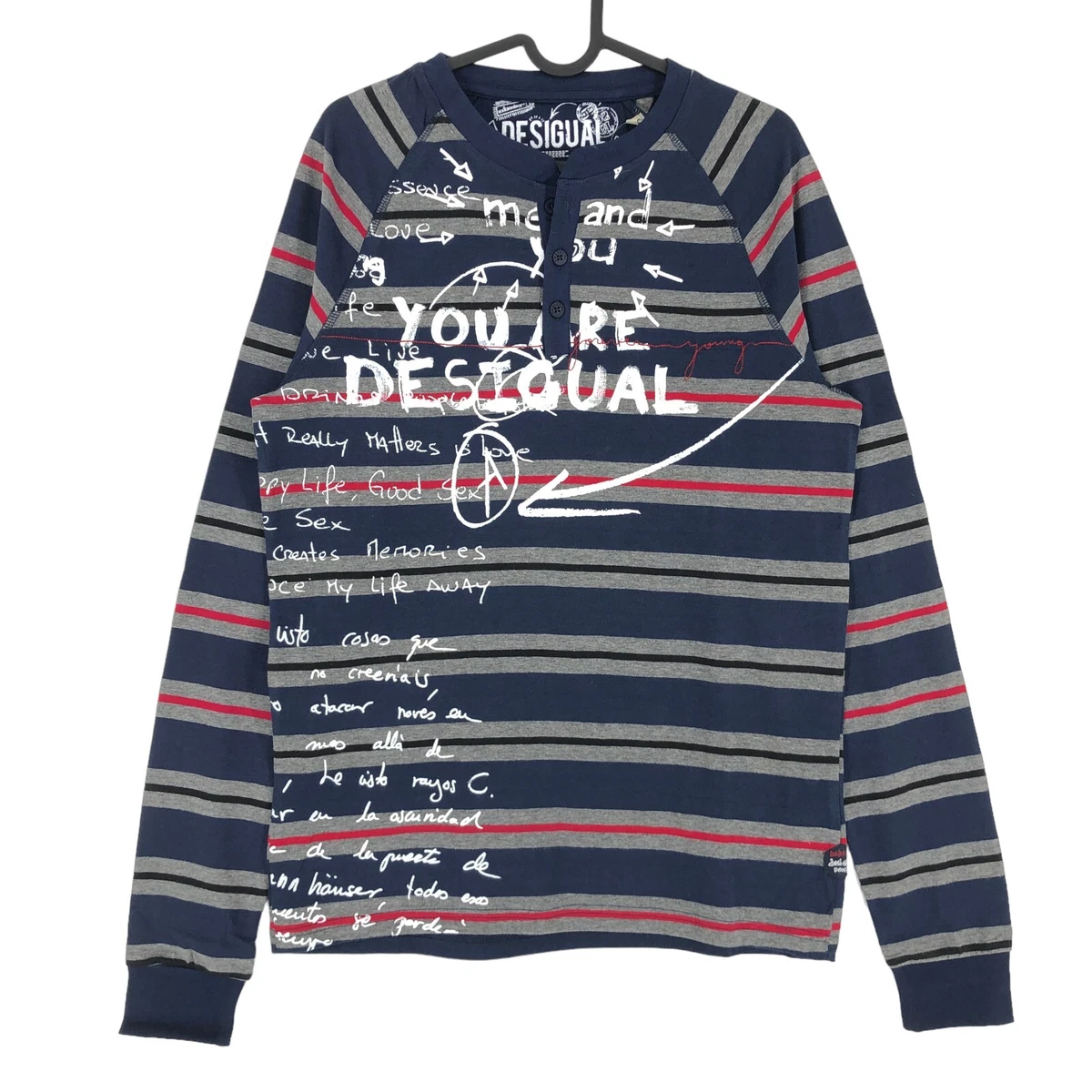 Desigual T-Shirt Uomo - Regular Fit, Girocollo, Manica Corta, Multicolore, Chiusura Con Bottone - 5