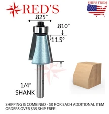 Tideway Carbide IND LC02061304 11.5 deg chamfer bearing 1/4" shank router bit